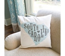 ARW Custom Pillow Cover - State Shape Typography Canvas - 18"x18" State Pillow